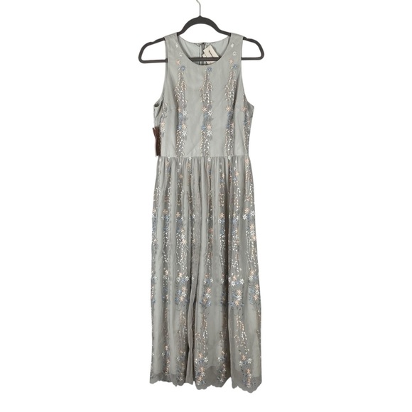 BHLDN Maids Embroidered Floral Tulle Midi Dress Size 8 NWT - Picture 1 of 12